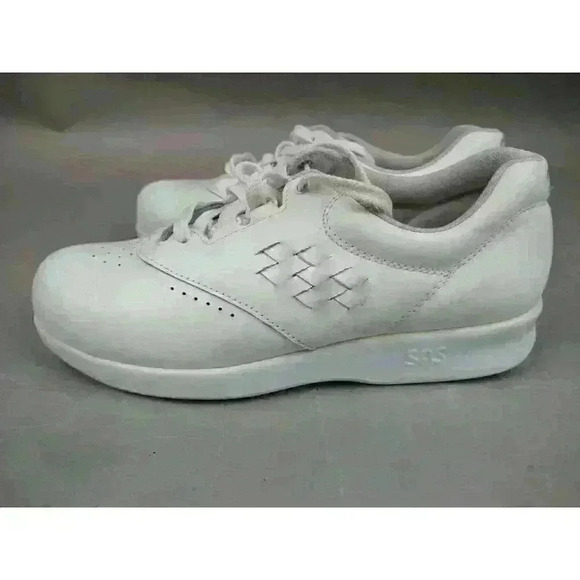 SAS Free Time White Leather Lace Up Walking Work Nurse Shoes Women's 6.5 M - Picture 4 of 14